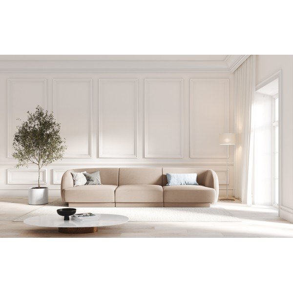Бежов кадифен диван 259 cm Miley - Micadoni Home-image-4