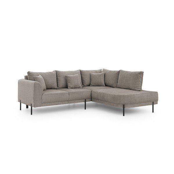 Кафяво-сив шенилов ъглов диван (десен ъгъл/L форма) Mauris  – Ropez-image-2