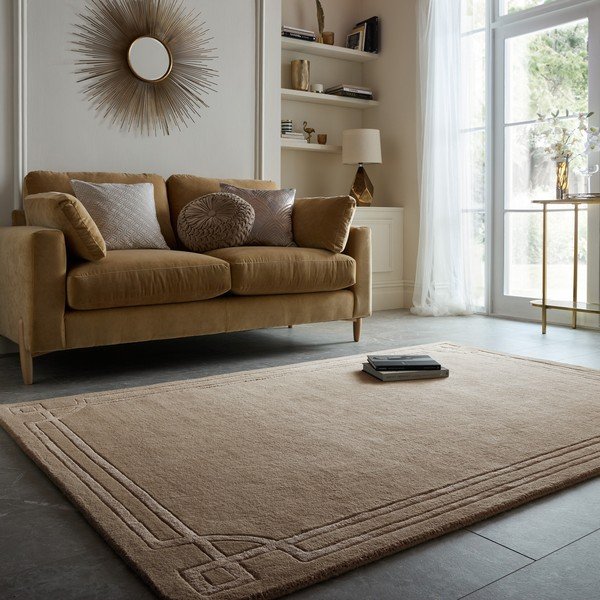 Кафяв ръчно изработен вълнен килим 120x170 cm Gatsby – Flair Rugs-image-1