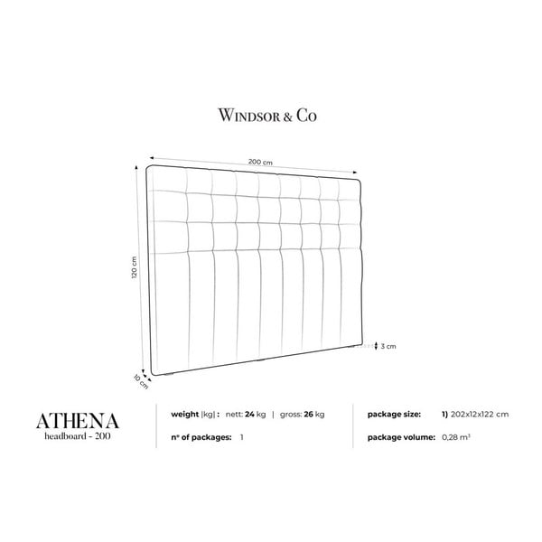 Бежова табла за глава с кадифено покритие , 200 x 120 cm Athena - Windsor & Co Sofas-image-4