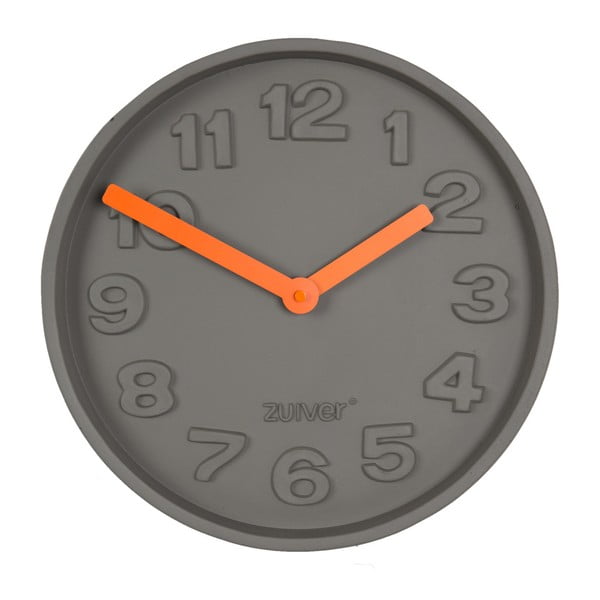 Бетонен стенен часовник с оранжеви стрелки Бетон - Zuiver