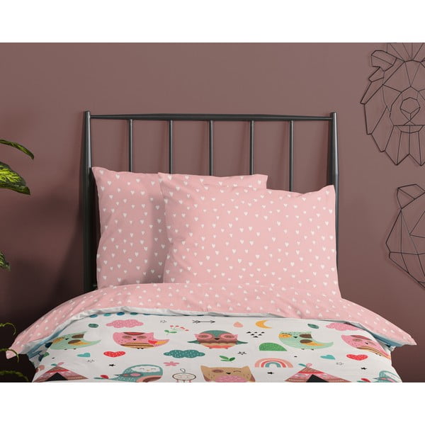 Розово единично  памучно детско спално бельо 140x200 cm Wise – Good Morning-image-2