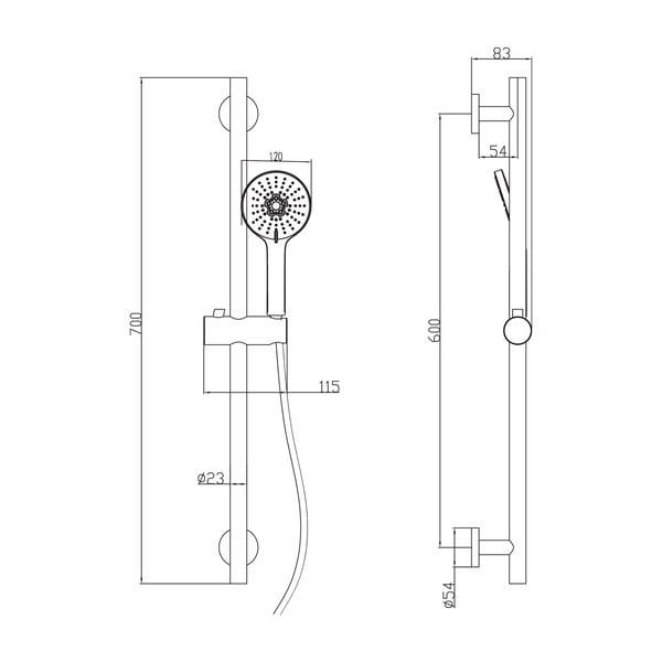 Матово-черен месингов душ комплект с ръчен душ и подвижен държач 70 cm – Sapho-image-3
