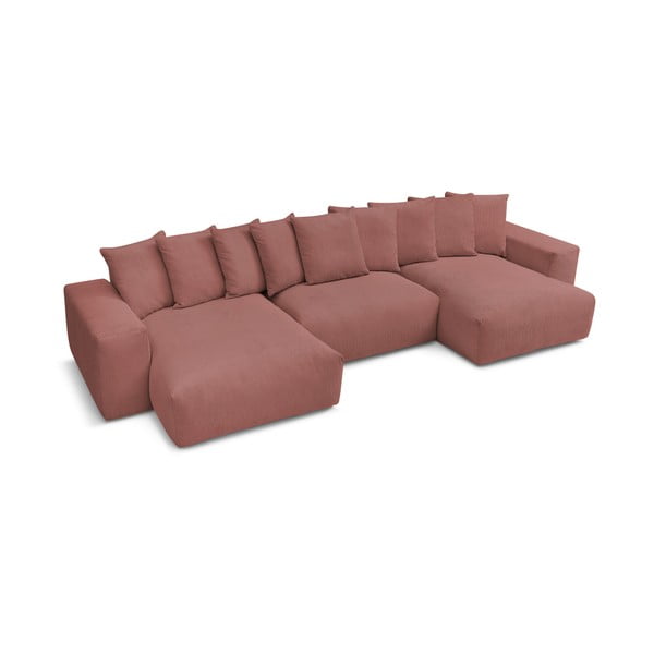 Светлорозов ъглов диван от рипсено кадифе Voltaire – Bobochic Paris-image-3