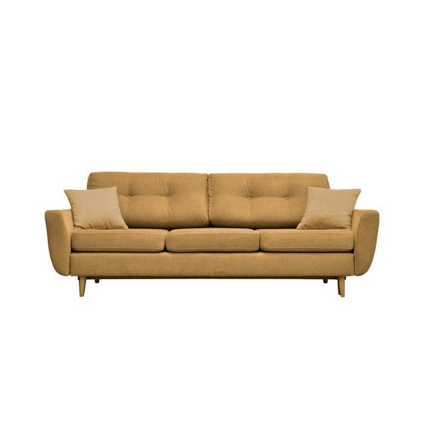 Žlutá rozkládací pohovka se světlými nohami Mazzini Sofas Rose