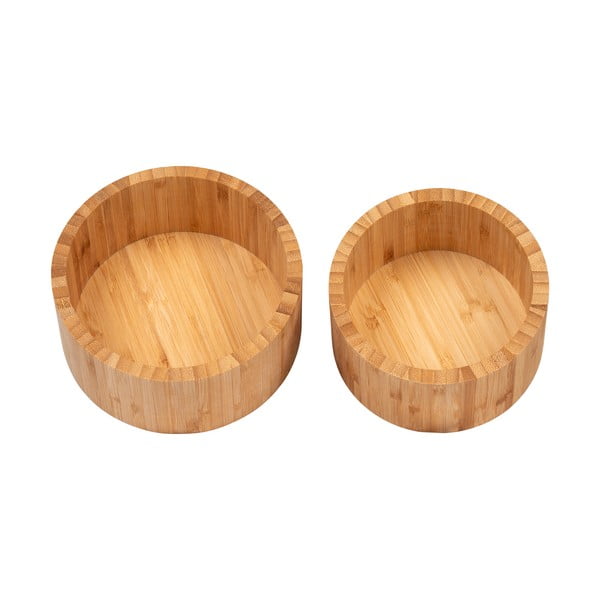 Бамбукови кутии за съхранение в комплект 2 бр. с капаци/декоративни в естествен цвят ø 15x8 cm Chefalu – House Nordic-image-3