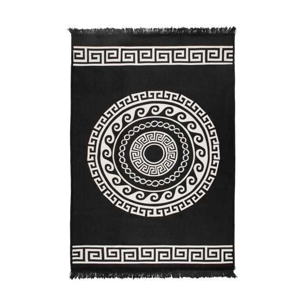Бежов/черен двустранен килим Mandala, 120 x 180 cm