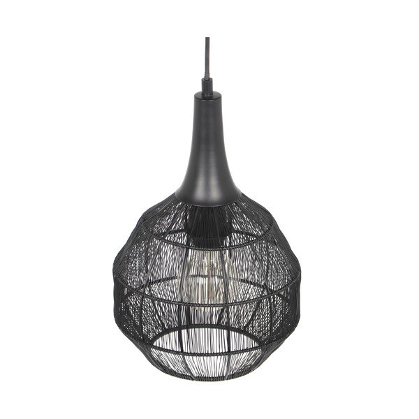 Матово черно висящо осветително тяло с метален абажур Soraya – Trio-image-3