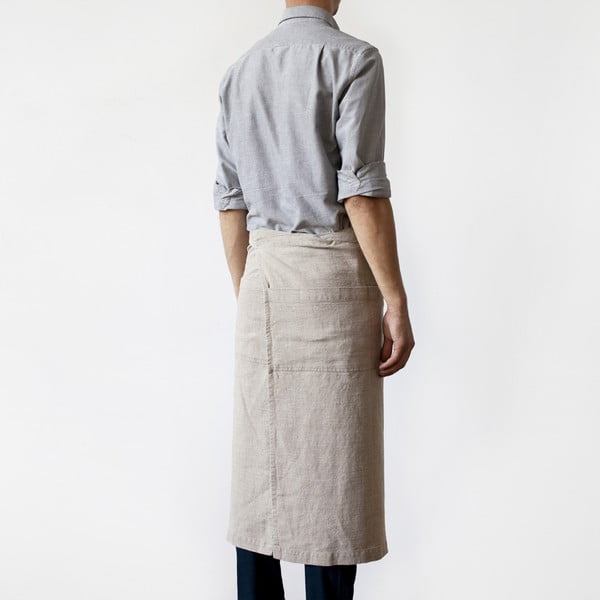 Бежова ленена престилка, дължина 76 cm Garcon - Linen Tales-image-1