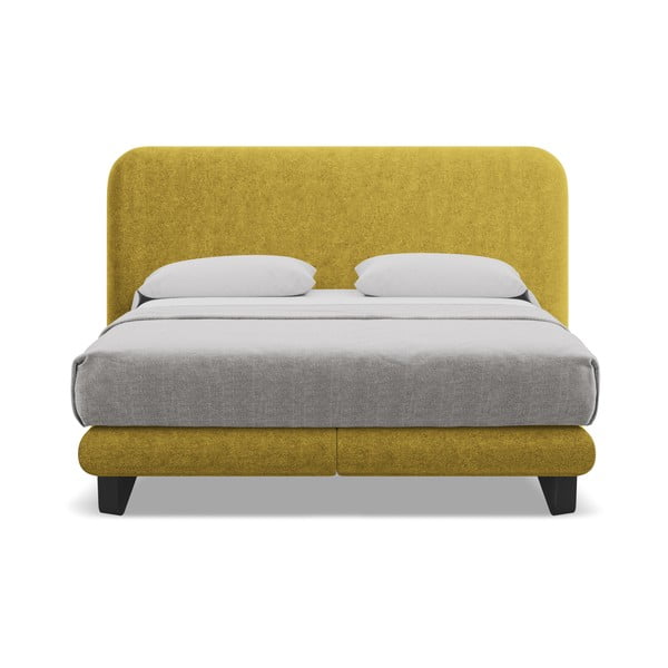 Боксспринг легло 160x200 cm в цвят горчица Ilima – Makamii-image-2