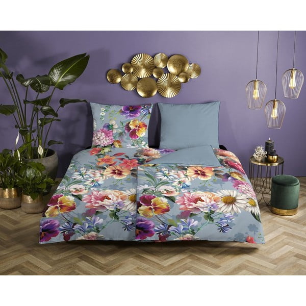 Сив чаршаф от органичен памук за единично легло Sunflower, 140 x 220 cm Organic - Descanso-image-1