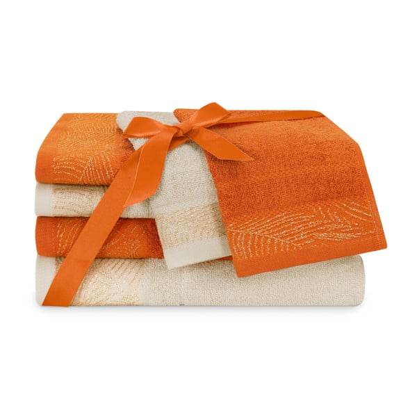 Оранжеви/бежови памучни хавлии и кърпи за баня в комплект от 6 бр. от тери Bellis – Restilo-image-2