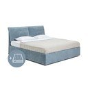 Синьо тапицирано двойно легло с място за съхранение и матрак с решетка 180x200 cm Thessa Pillow - Bonami Selection