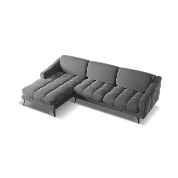 Сив кадифен ъглов диван (ляв ъгъл) Nalu – Makamii-image-4