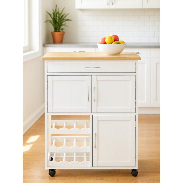 Бамбукова маса за сервиране на колелца 37x67 cm Harlow – Premier Housewares-image-3