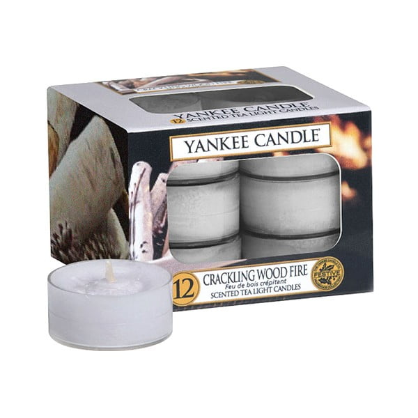 Комплект от 12 ароматни свещи, време на горене 4 ч. Crackling Wood Fire - Yankee Candle