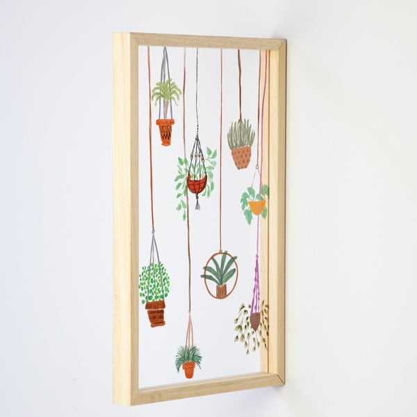 Дървена декорация за стена Висящи растения, 30 x 50 cm - Really Nice Things