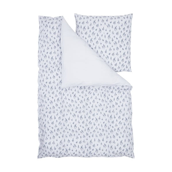 Бяло и синьо чаршафче за единично легло от памук ранфорс, 155 x 220 cm Yane - Westwing Collection