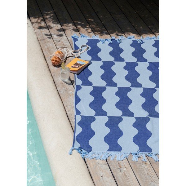 Синя памучна плажна кърпа 100x160 cm Nugo – noo.ma-image-3