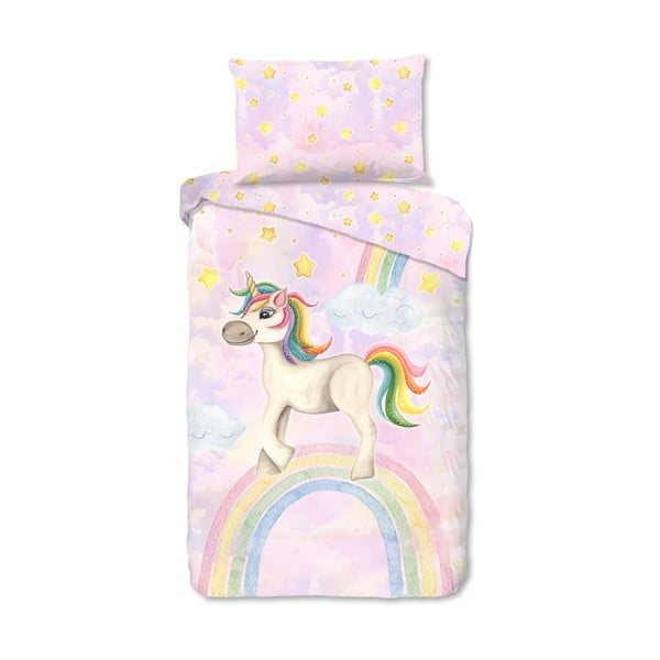 Розово единично  памучно детско спално бельо 140x200 cm Unisweet – Good Morning