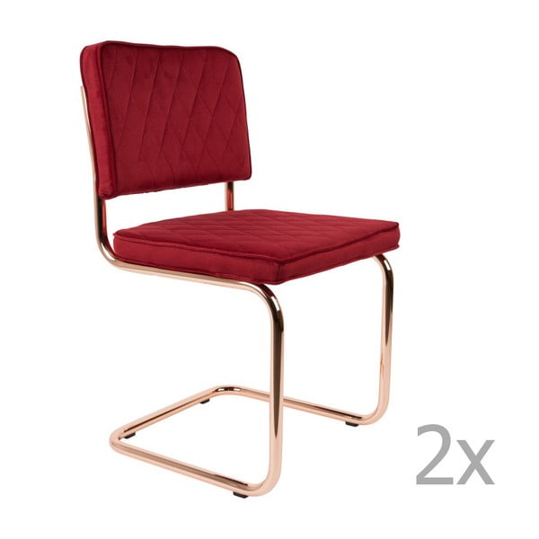 Комплект от 2 червени стола Diamond - Zuiver