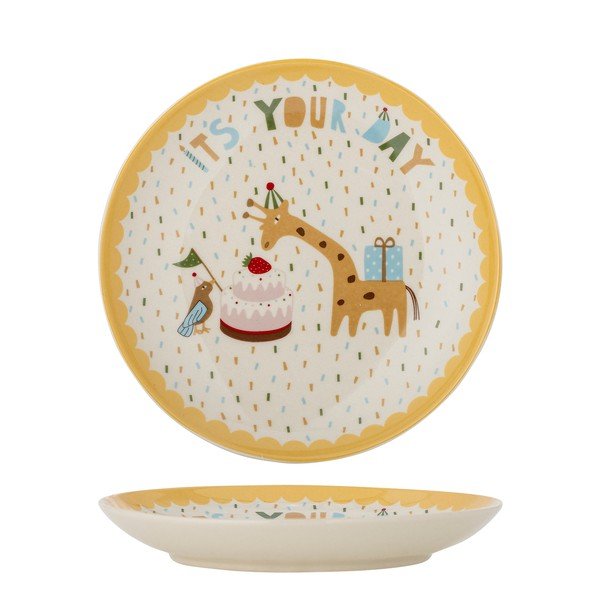 Жълта/кремава глинена детска чиния ø 16 cm Celebrate – Bloomingville Mini-image-4