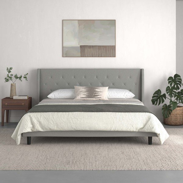 Сиво тапицирано двойно легло 180x200 cm Her Majesty – Støraa-image-2