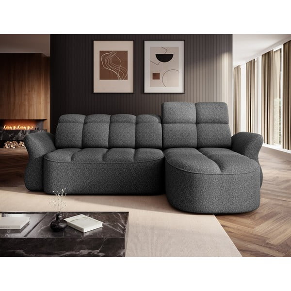 Тъмносив кадифен разтегателен ъглов диван с място за съхранение (десен ъгъл) Beneth – ELTAP-image-1