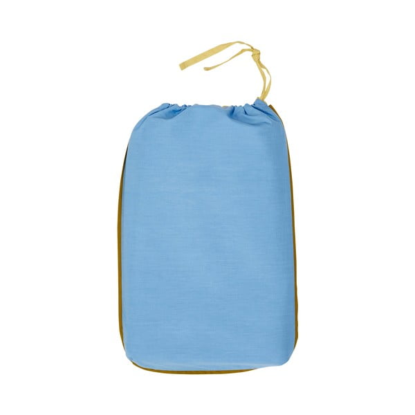 Синьо и жълто памучно спално бельо Линия, 140 x 200 cm - Hübsch-image-2