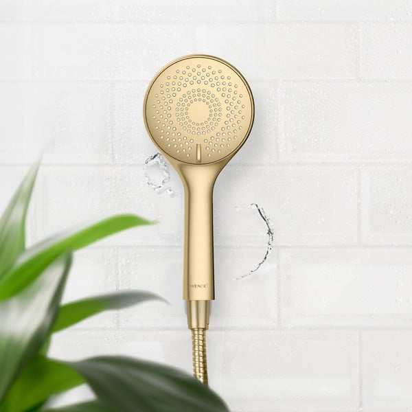 Матово златиста пластмасова икономична душ глава ø 11 cm Watersaving System – Wenko-image-1