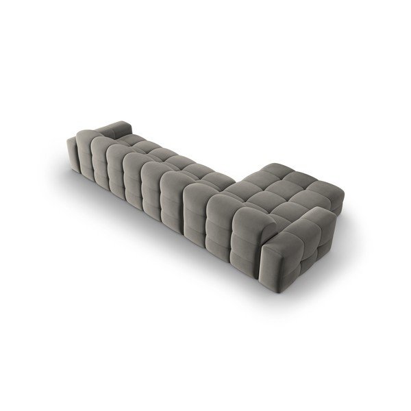 Ъглов диван от сиво кадифе (ляв ъгъл) Kendal - Micadoni Home-image-4