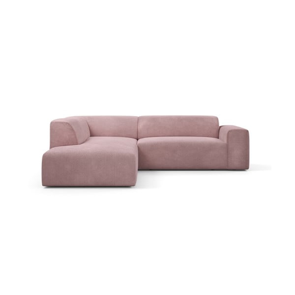 Розов ъглов диван от велур , 260 см, ляв ъгъл Karen - Marie Claire Home