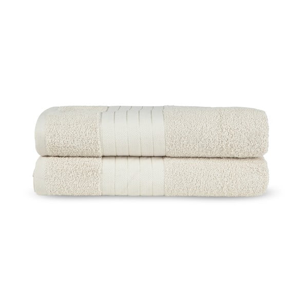 Бежови памучни хавлиени кърпи в комплект 2 бр. от тери 70x140 cm – Good Morning