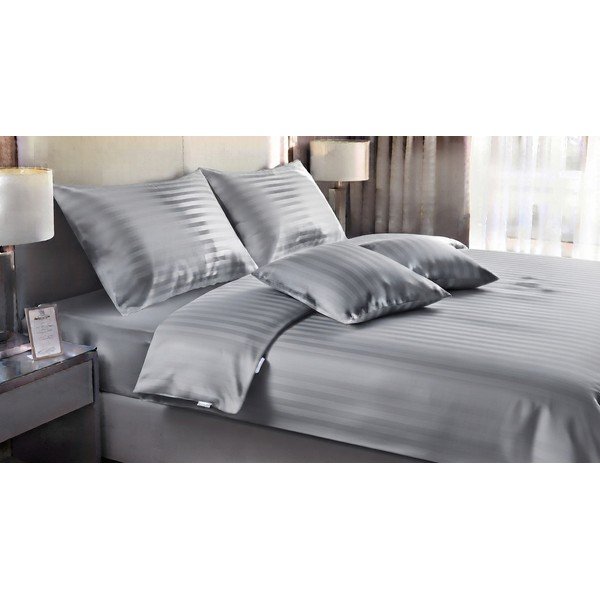 Сиво единично  3 части спално бельо 140x200 cm Hotel stripe – JAHU collections