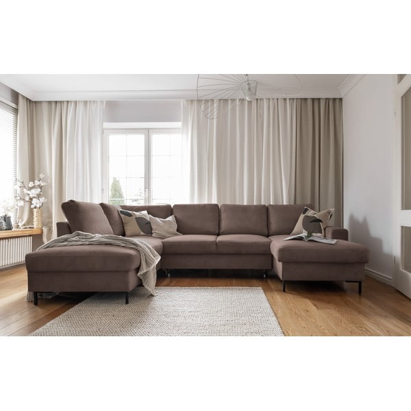 Кафяв разтегателен ъглов диван от рипсено кадифе (ляв ъгъл) Lofty Lilly – Miuform-image-4