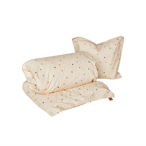 Кремаво памучно детско спално бельо за детско креватче 70x100 cm Konfetti – OYOY Mini