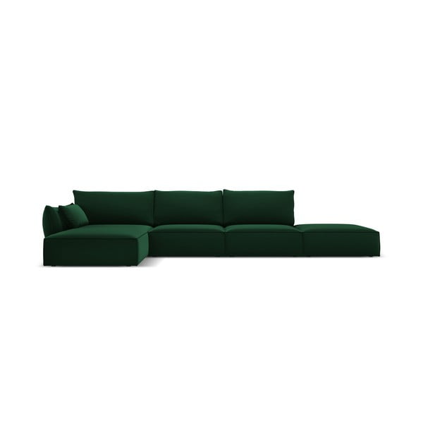 Тъмнозелен кадифен ъглов диван (ляв ъгъл) Vanda – Mazzini Sofas