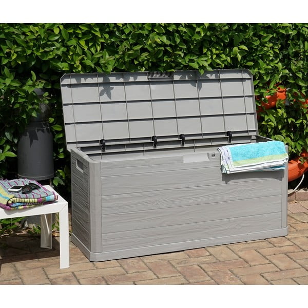 Светлосива пластмасова градинска кутия за съхранение Woodys – Toomax-image-2