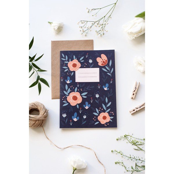 Тетрадка от рециклирана хартия без покритие A5 с мотив "Цветя" , 60 страници - Printintin-image-1