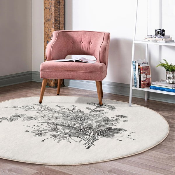 Кремав кръгъл килим подходящ за пране и за прахосмукачки роботи ø 80 cm Comfort – Mila Home-image-4