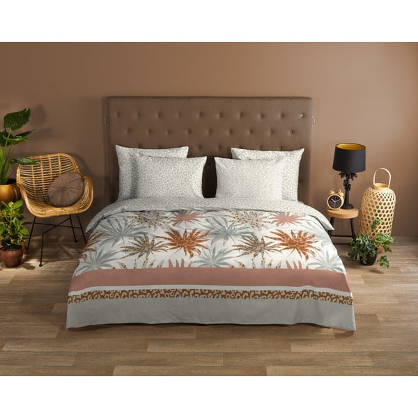 Бяло и светлосиво памучно спално бельо за единично легло 140x200 cm - Good Morning-image-1