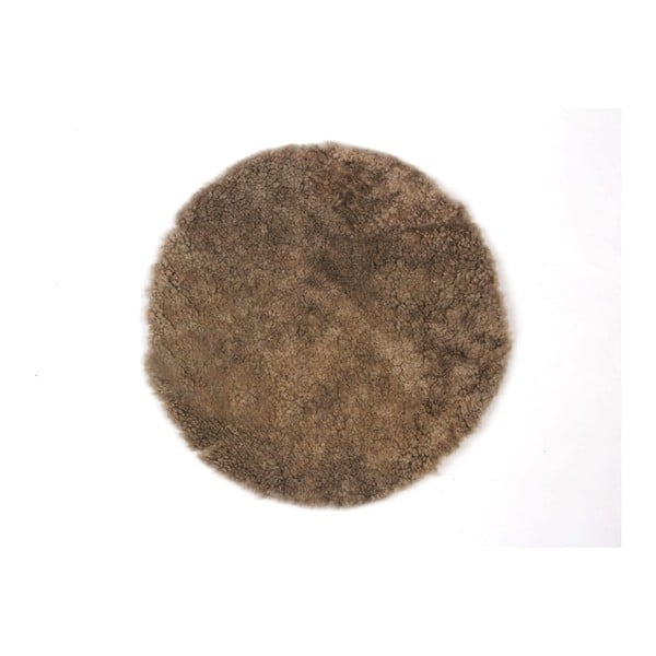 Pískově hnědý vlněný polštář z ovčí kožešiny Auskin Batair, ∅ 35 cm