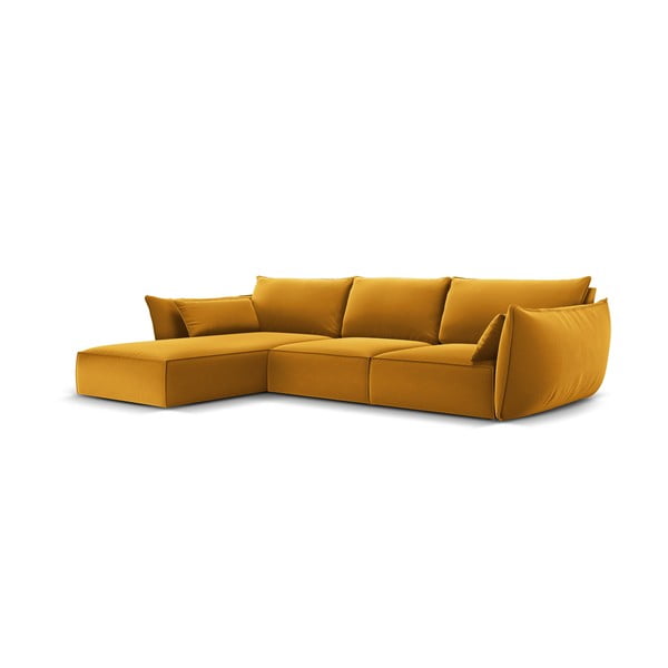 Кадифен ъглов диван в цвят горчица (ляв ъгъл) Vanda – Mazzini Sofas-image-2