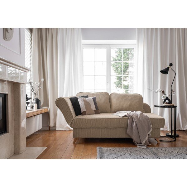 Кафяво-сив шезлонг от рипсено кадифе (ляв ъгъл) Chic Charlotte – Miuform-image-4