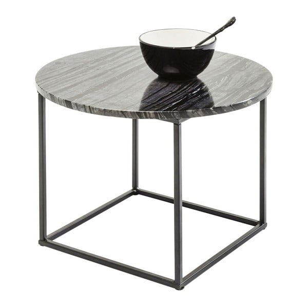 Odkládací stolek z kovové konstrukce s černou mramorovou deskou Kare Design