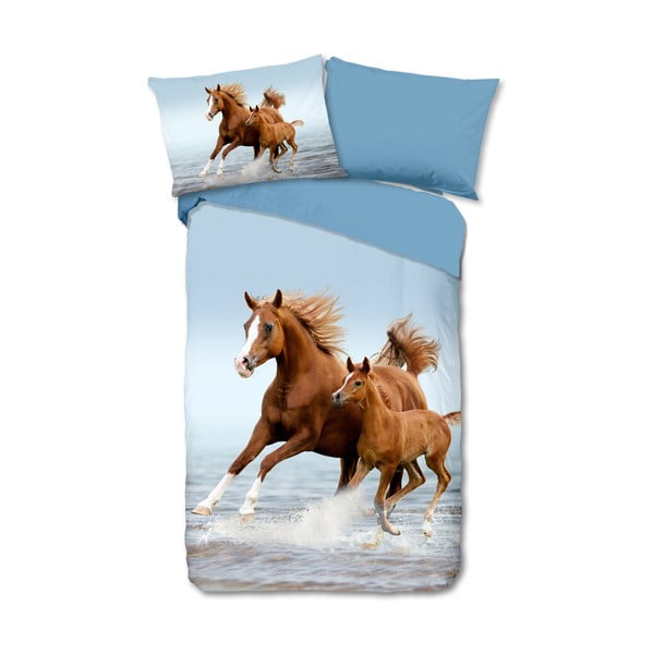 Синьо  единично  памучно детско спално бельо 140x200 cm Free – Good Morning