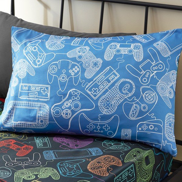 Черно единично  детско спално бельо 135x200 cm Power Up Gamer – Catherine Lansfield-image-3