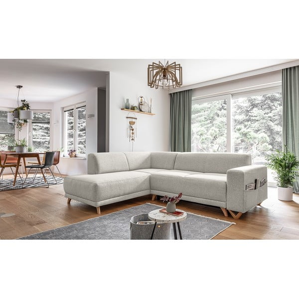 Бежов разтегателен/с място за съхранение ъглов диван (ляв ъгъл/L форма) Classy Sophie – Miuform-image-3