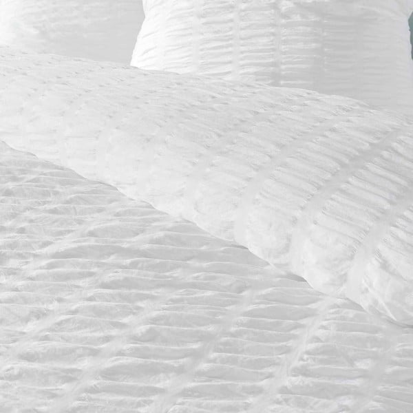Бяло единично  крепово спално бельо 140x200 cm Plissia – douceur d'intérieur-image-2
