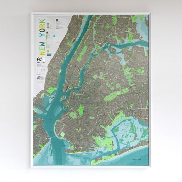 Zelená mapa New York City The Future Mapping Company Street Map, 130 x 100 cm